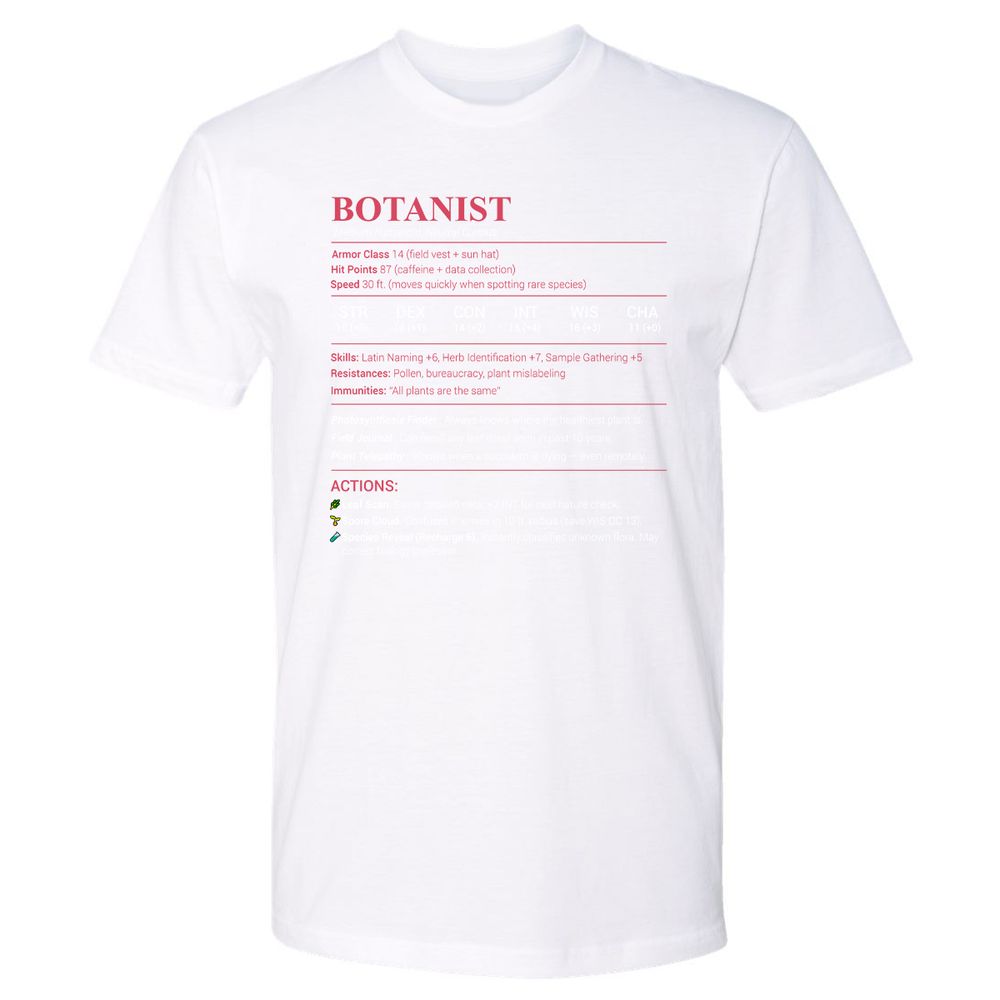 Botanist Stats Premium Unisex T-Shirt - White - 4