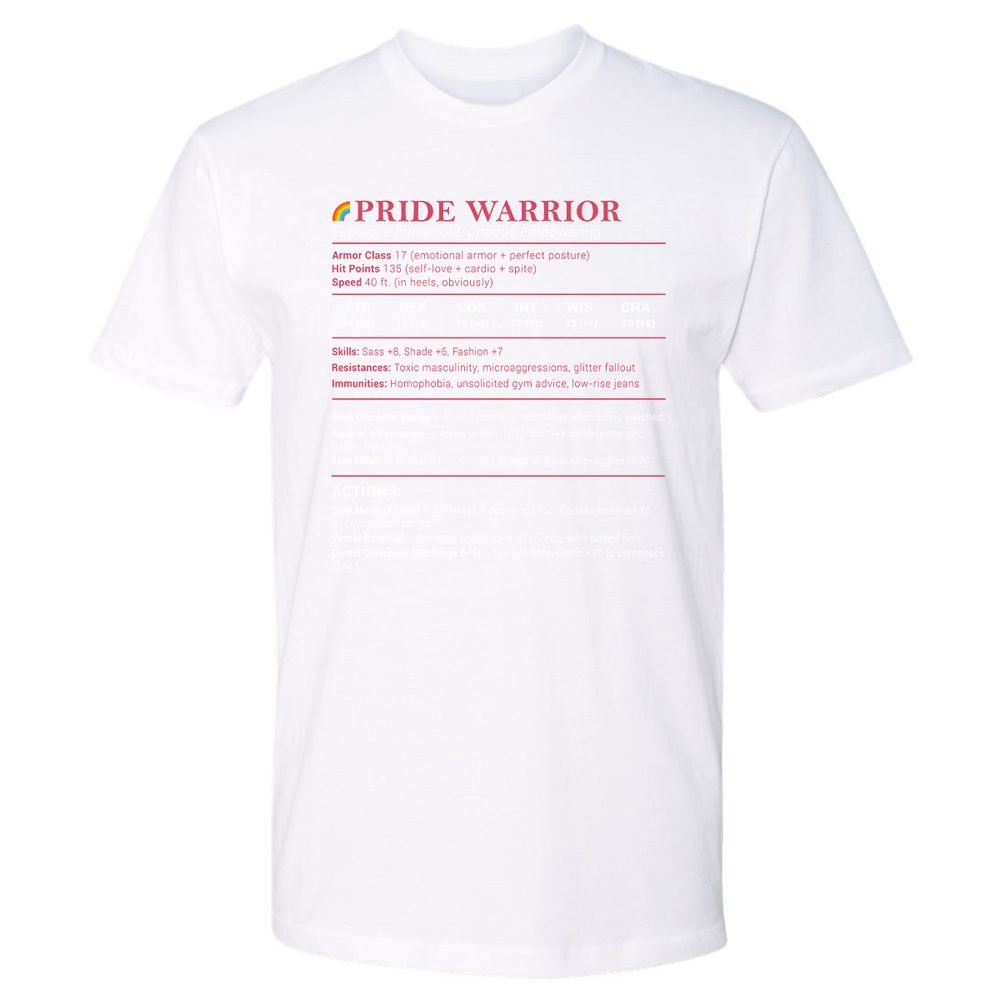 Pride Warrior Stats Premium Unisex T-Shirt - White - 4