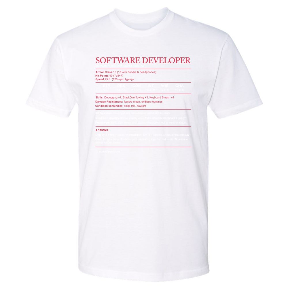 Software Developer Stats Premium Unisex T-Shirt - White - 4