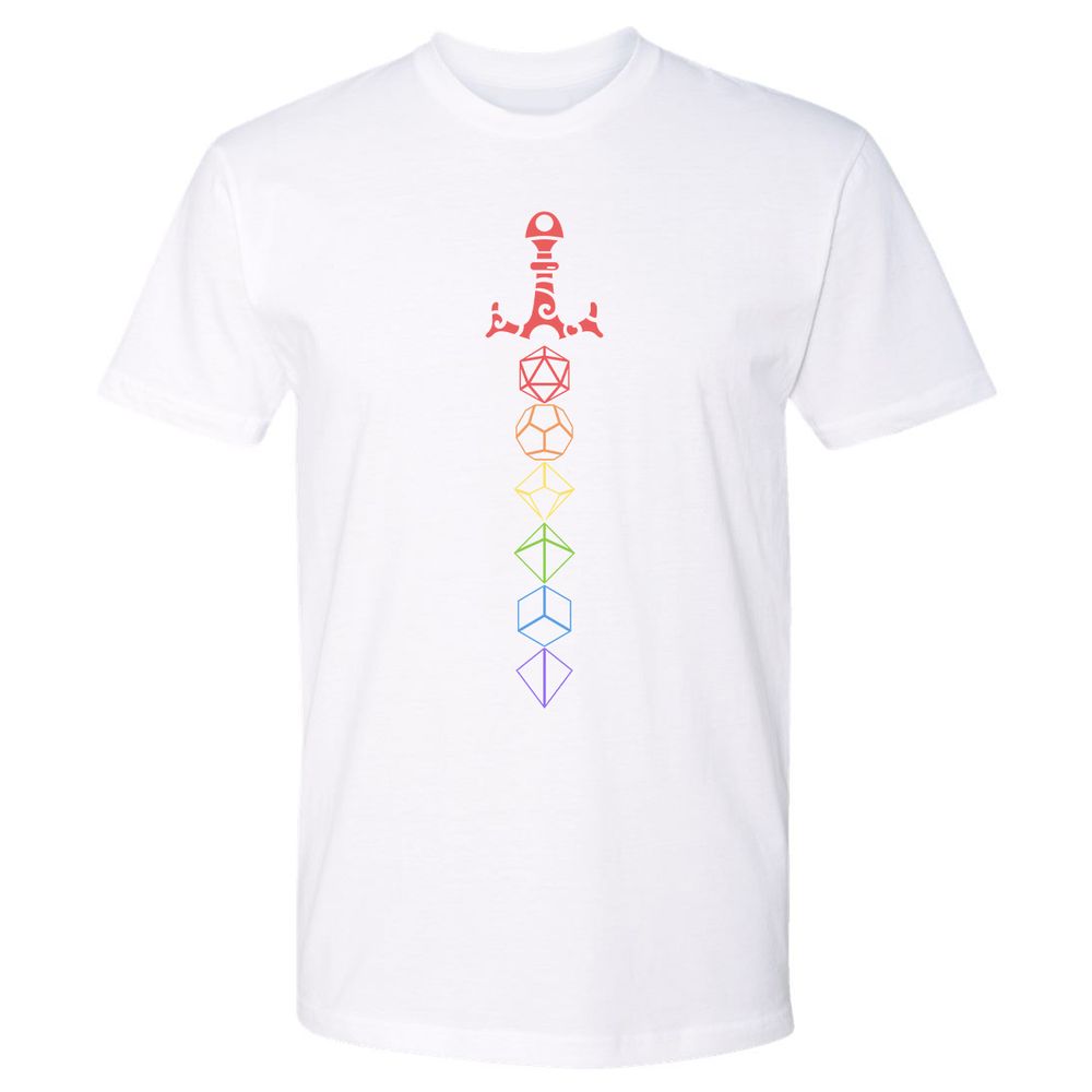 Rainbow Dice Sword LGBT Premium Unisex T-Shirt - White - 4