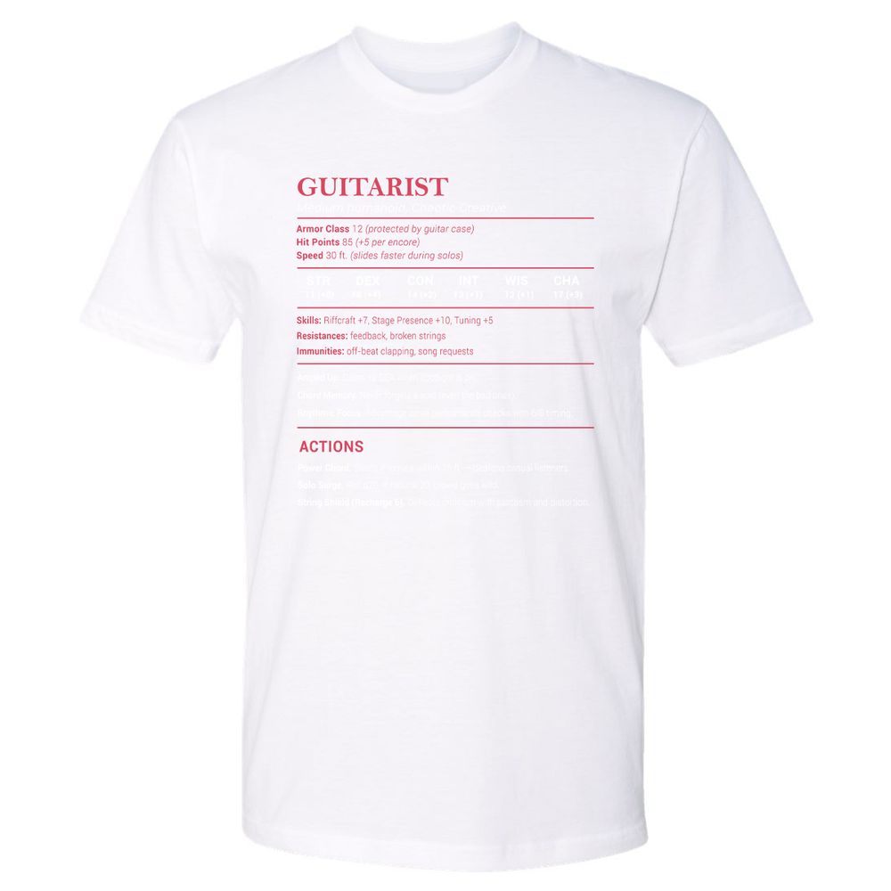 Guitarist Stats Premium Unisex T-Shirt - White - 4