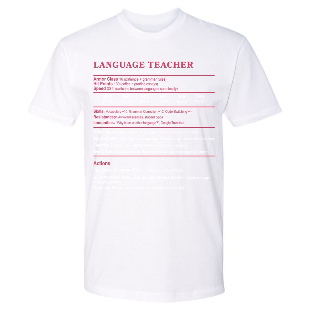 Language Teacher Premium Unisex T-Shirt - White - 4