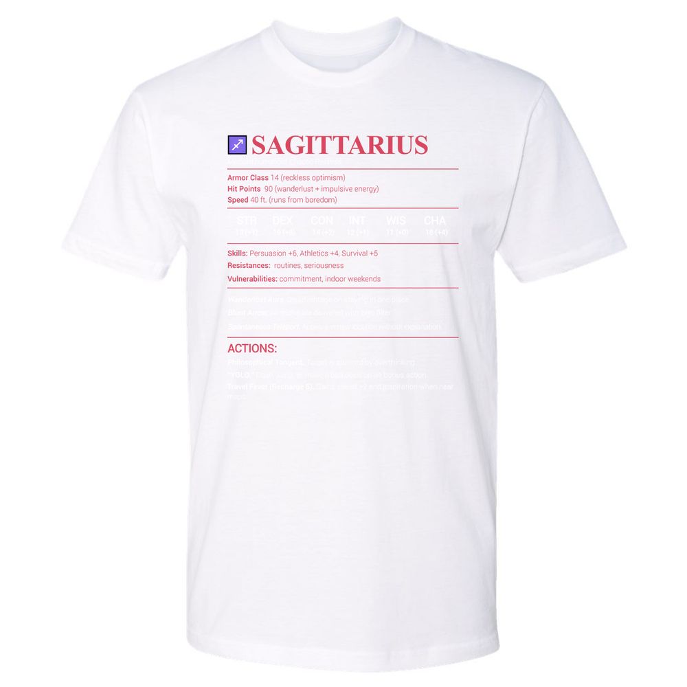 Sagittarius Stats Premium Unisex T-Shirt - White - 4