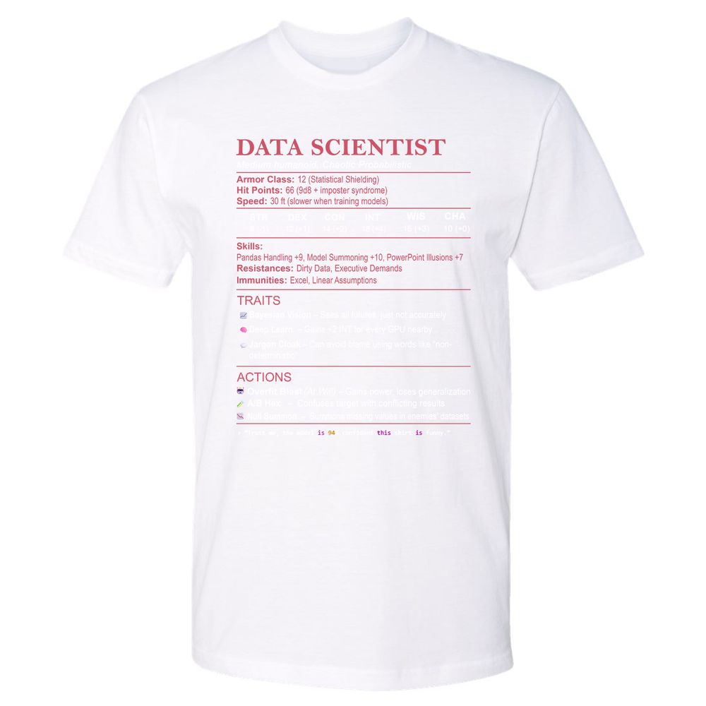 Data Scientist Stats Premium Unisex T-Shirt - White - 4