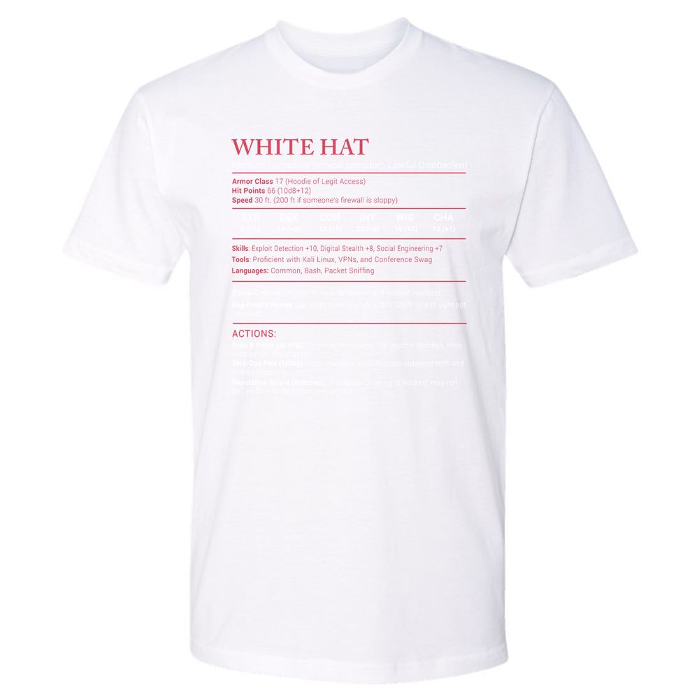 White Hat Stats Premium Unisex T-Shirt - White - 4