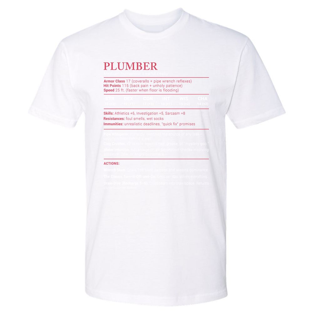 Plumber Stats Premium Unisex T-Shirt - White - 4