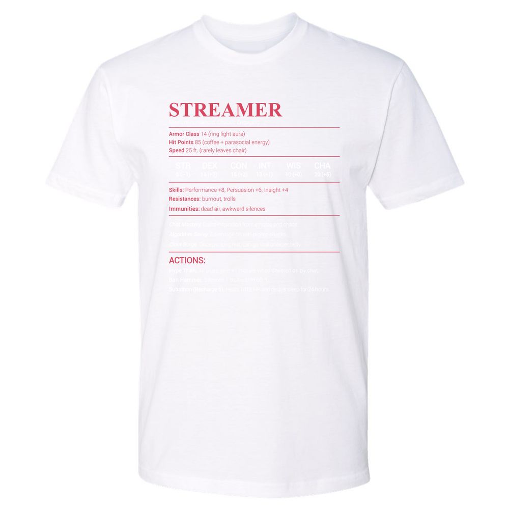 Streamer Stats Premium Unisex T-Shirt - White - 4