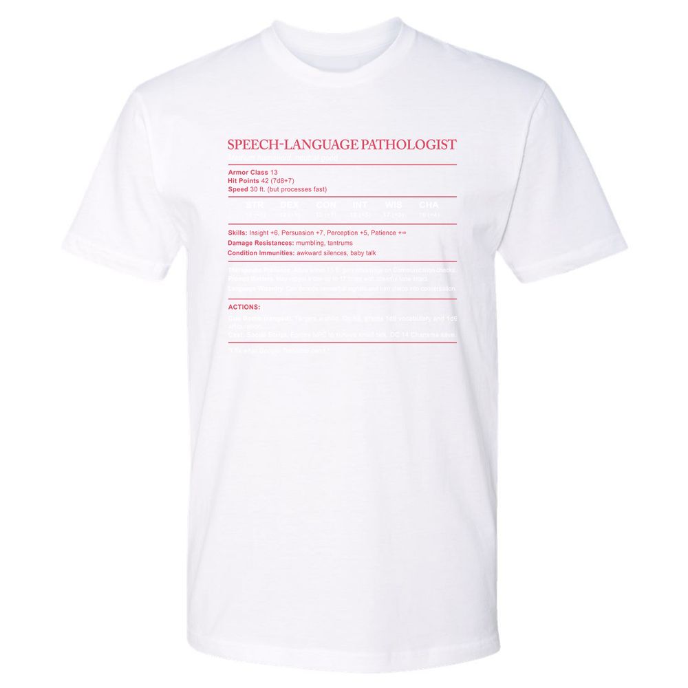 Speech Language Pathologist Stats Premium Unisex T-Shirt - White - 4