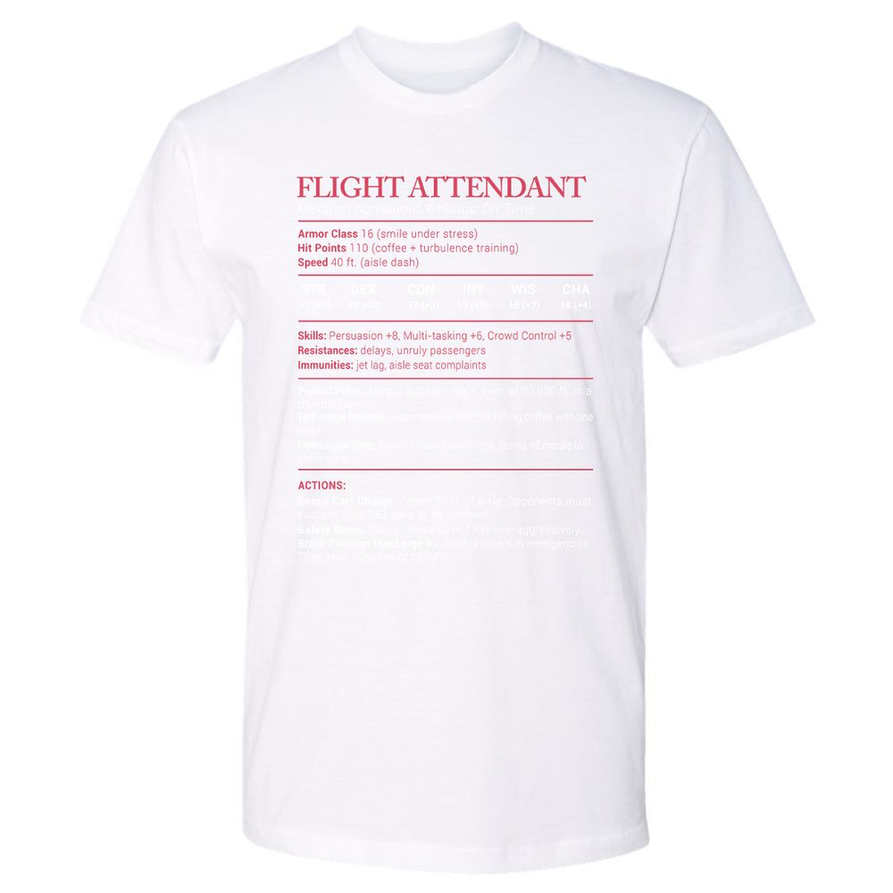 Flight Attendant Stats Premium Unisex T-Shirt - White - 4