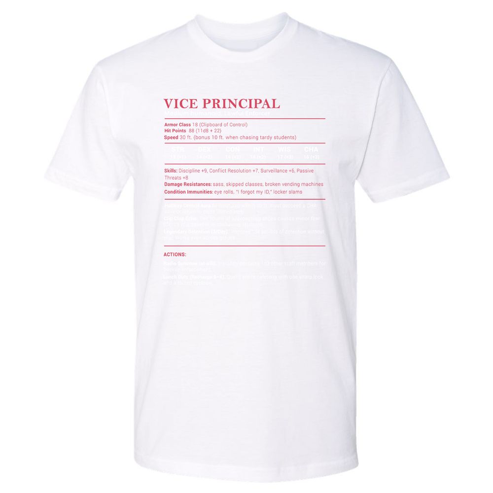 Vice Principal Stats Premium Unisex T-Shirt - White - 4