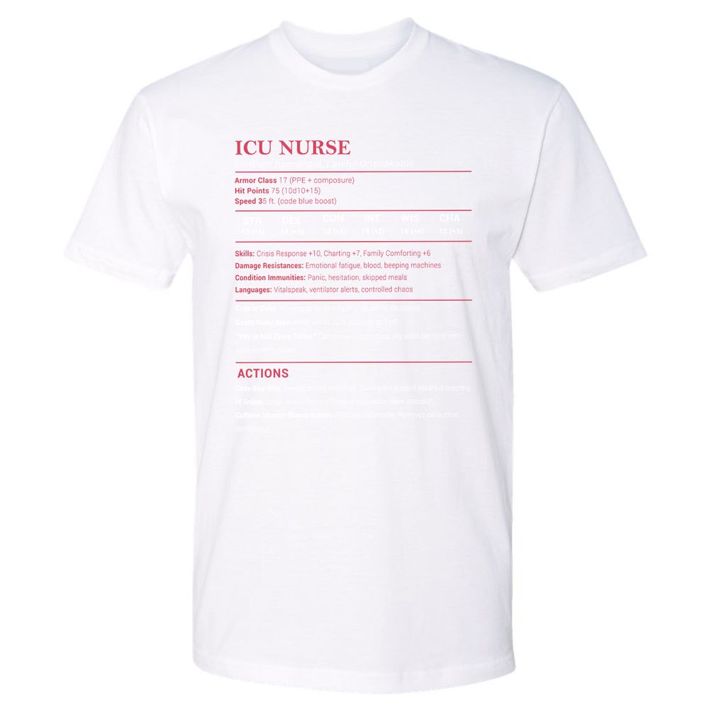 ICU Nurse Stats Premium Unisex T-Shirt - White - 4