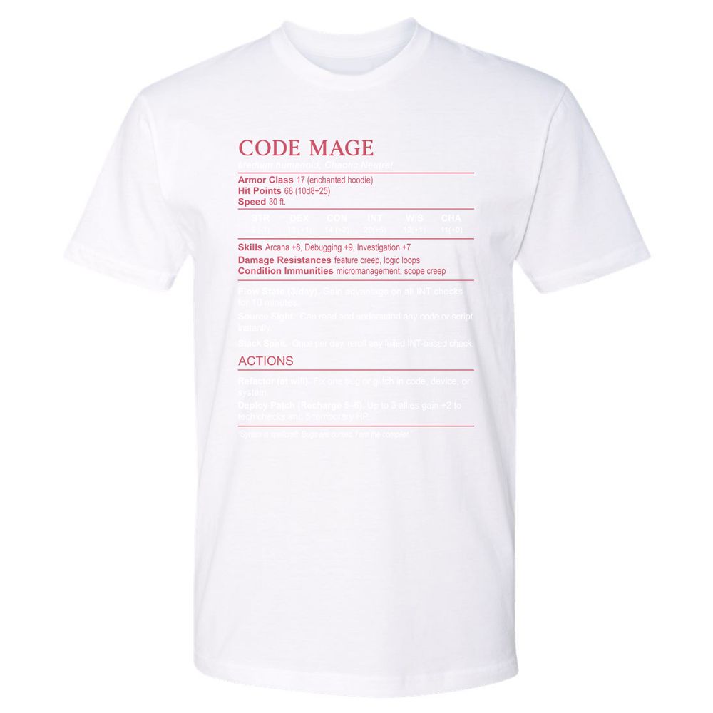 Code Mage Stats Premium Unisex T-Shirt - White - 4