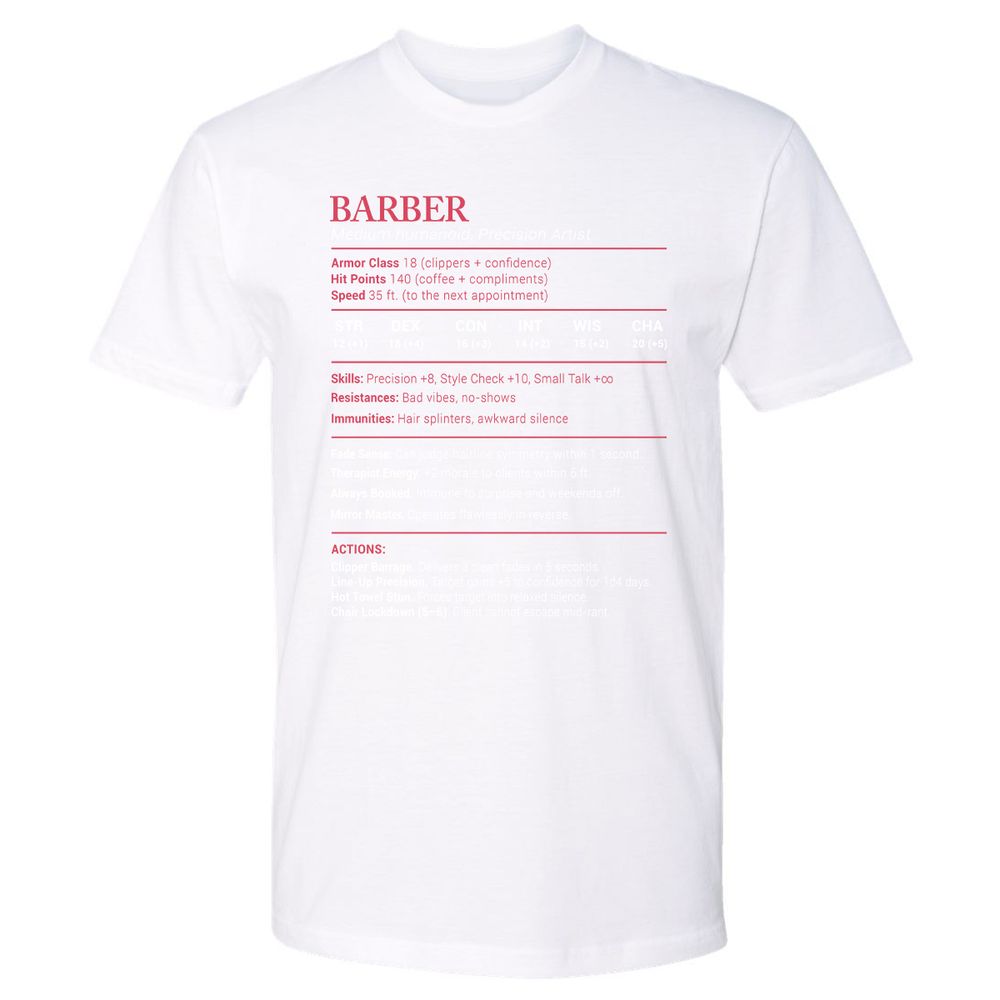 Barber Stats Premium Unisex T-Shirt - White - 4