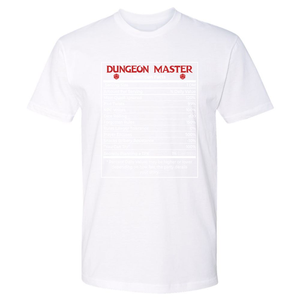Dungeon Master Nutrition Facts Premium Unisex T-Shirt - White - 4