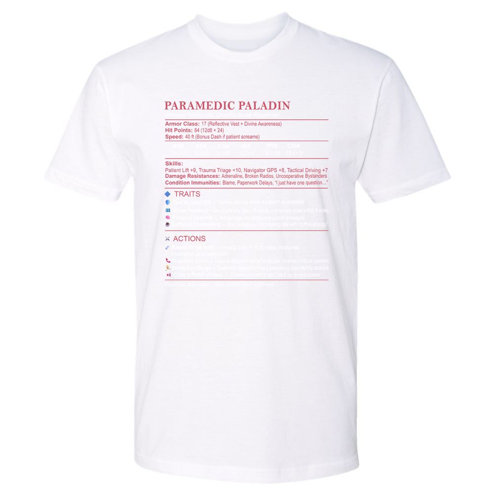 Paramedic Stats Premium Unisex T-Shirt - White - 4