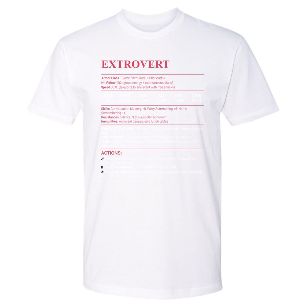 Extrovert Stats Premium Unisex T-Shirt - White - 4