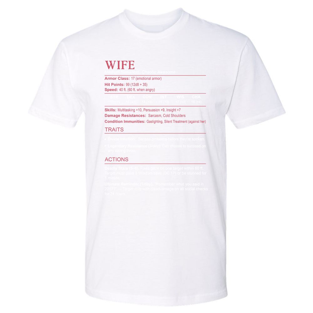 Wife Stats Premium Unisex T-Shirt - White - 4