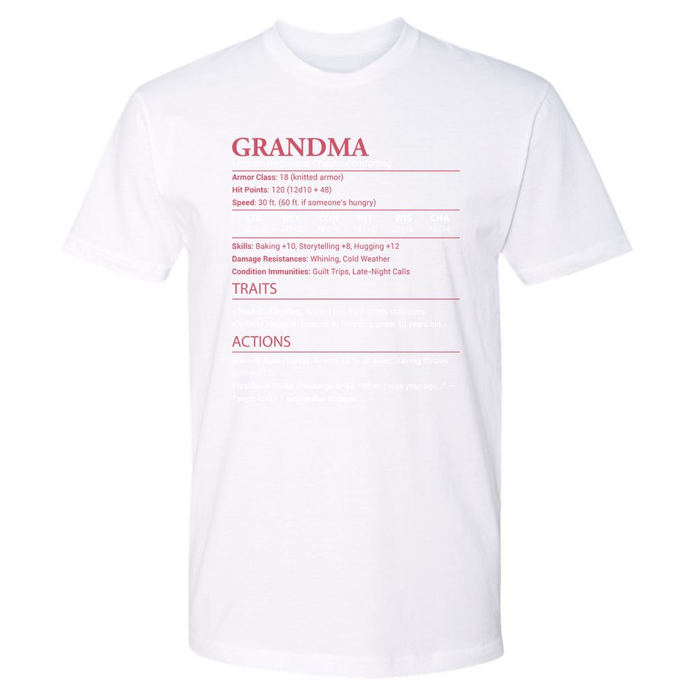 Grandma Stats Premium Unisex T-Shirt - White - 4