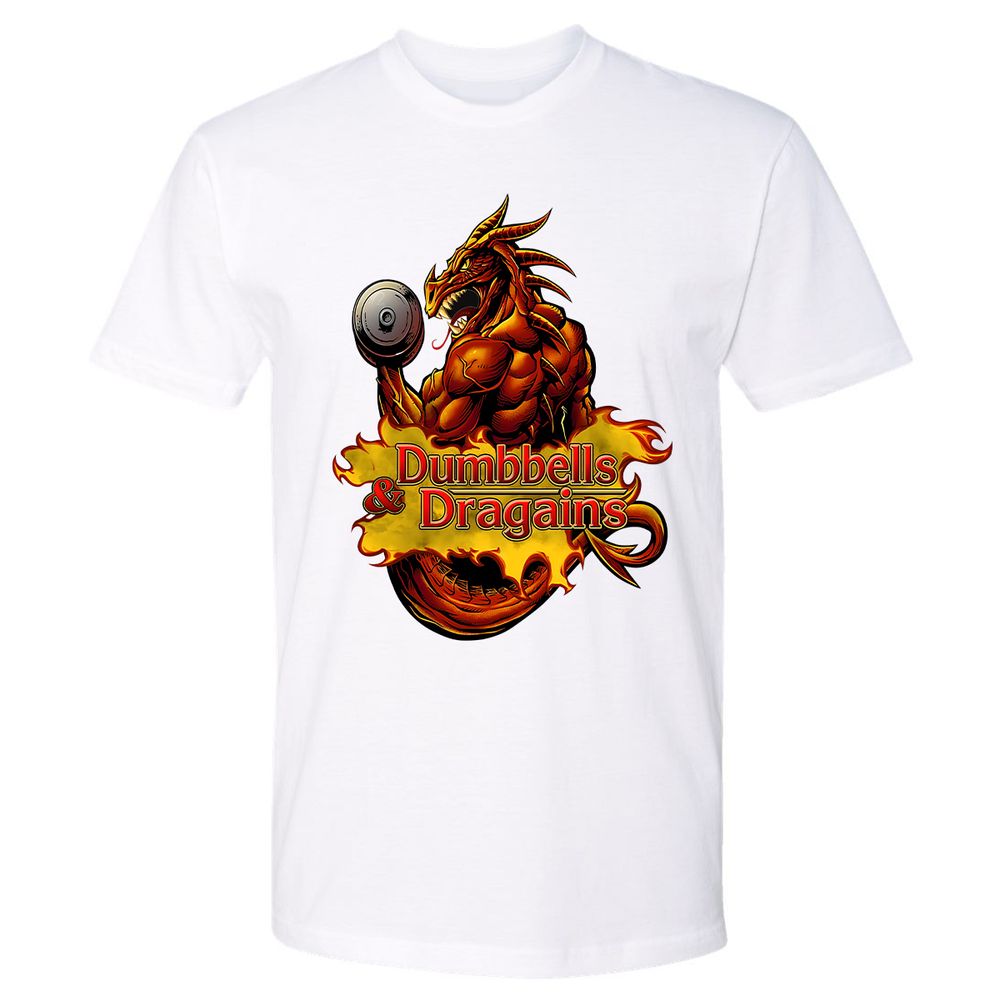 Dumbbells & Dragains Premium Unisex T-Shirt - White - 4