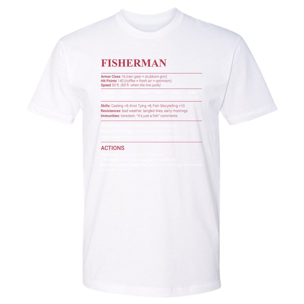 Fisherman Stats Premium Unisex T-Shirt - White - 4