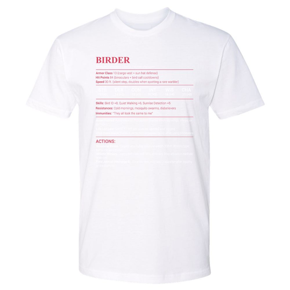 Birder Stats Premium Unisex T-Shirt - White - 4