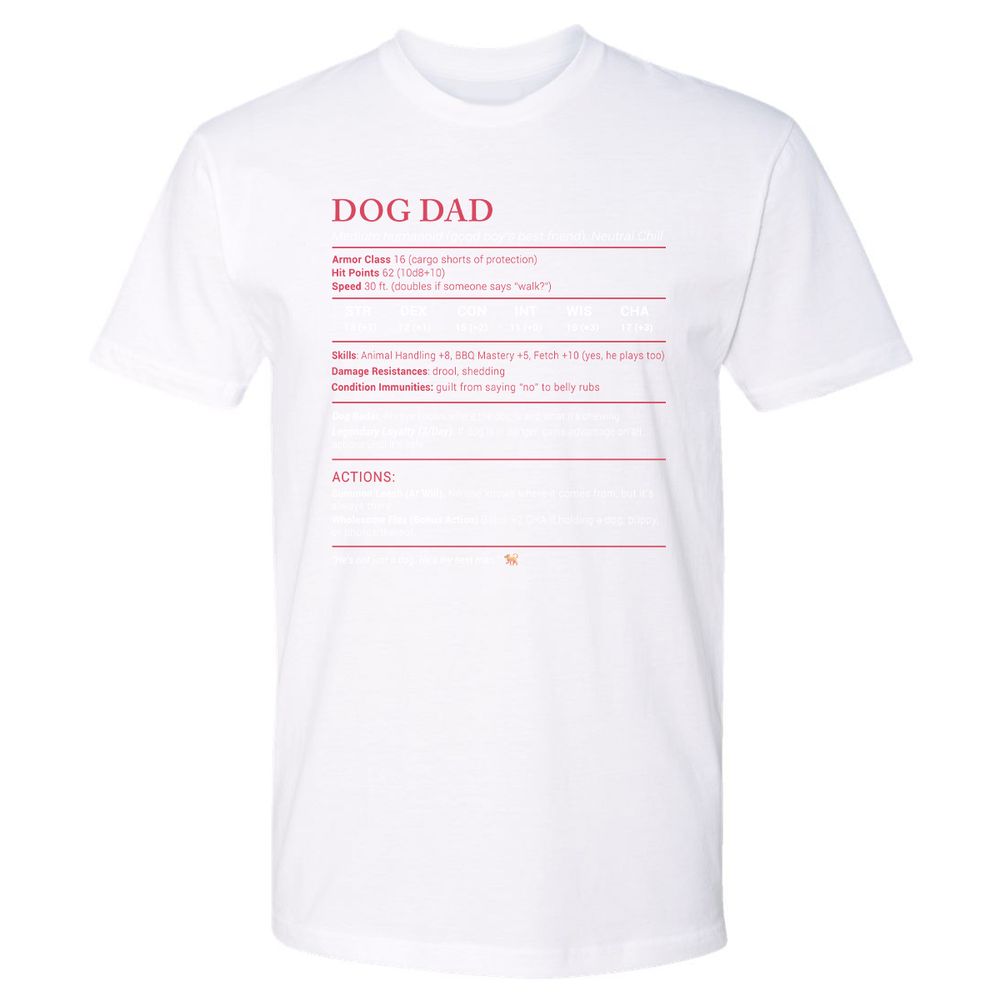 Dog Dad Stats Premium Unisex T-Shirt - White - 4