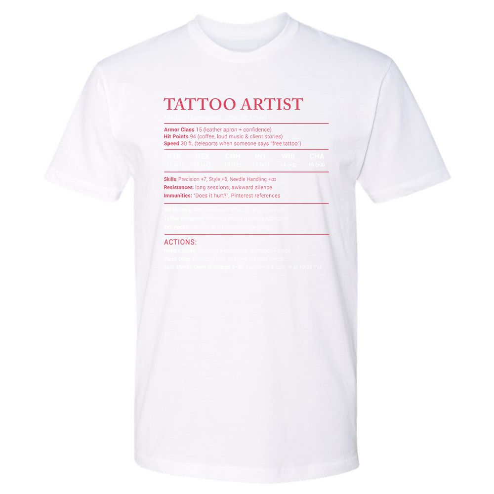 Tattoo Artist Stats Premium Unisex T-Shirt - White - 4