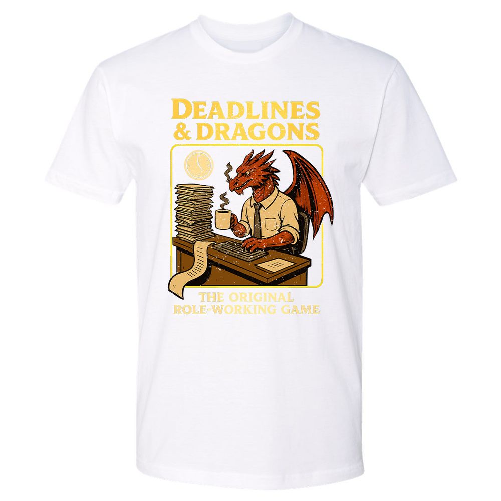 Deadlines & Dragons (Office Staff) Premium Unisex T-Shirt - White - 4