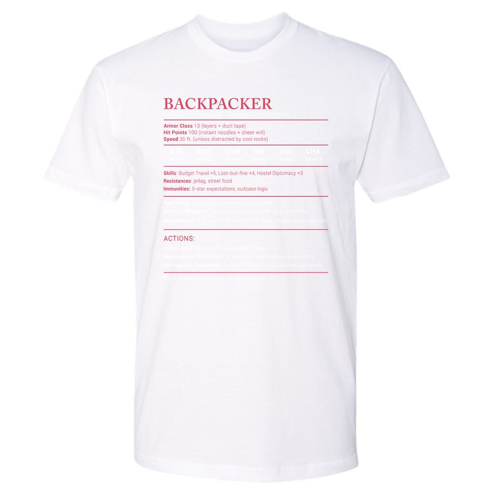 Backpacker Stats Premium Unisex T-Shirt - White - 4