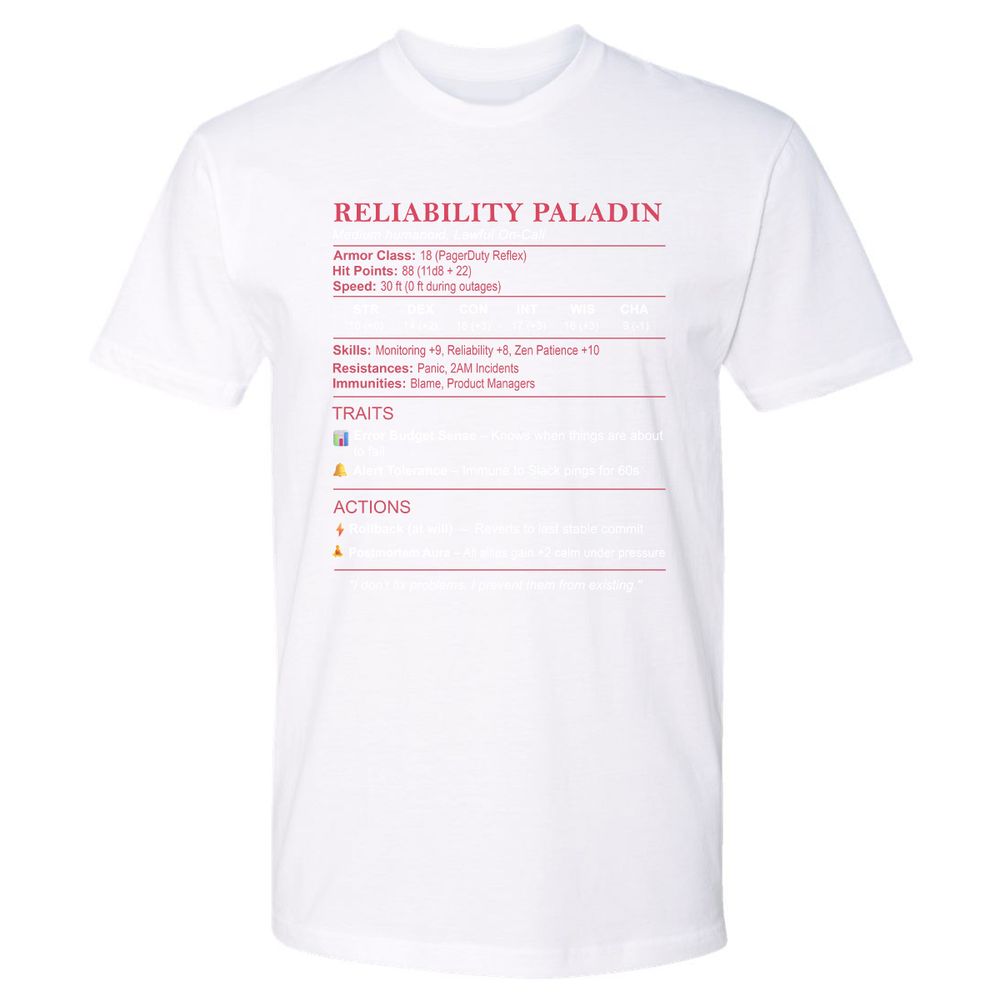 SRE Stats (Reliability Paladin) Premium Unisex T-Shirt - White - 4