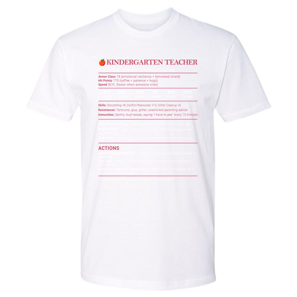 Kindergarten Teacher Stats Premium Unisex T-Shirt - White - 4