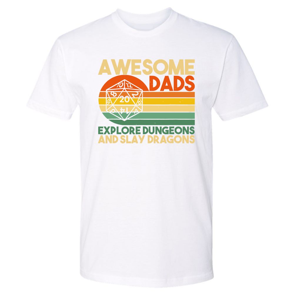 Awesome Dad Explore Dungeons Slay Dragons Premium Unisex T-Shirt - White - 4