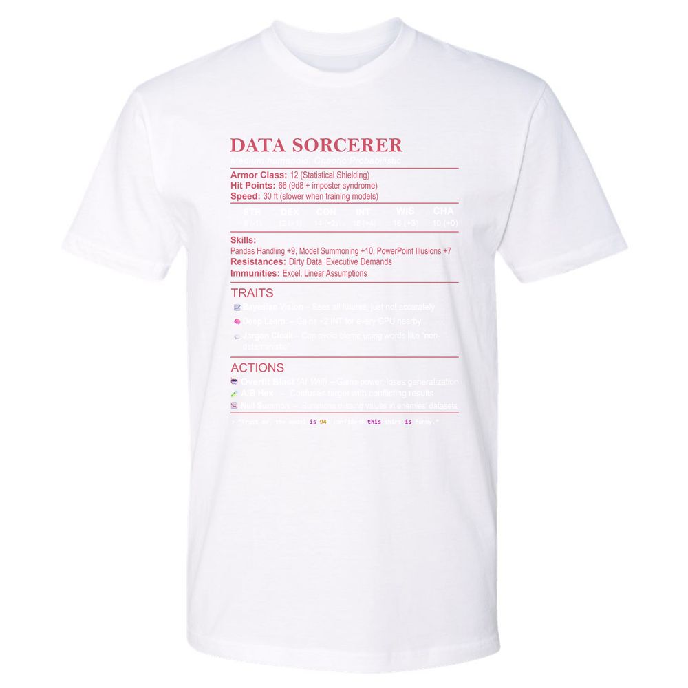 Data Scientist Stats (Data Sorcerer) Premium Unisex T-Shirt - White - 4