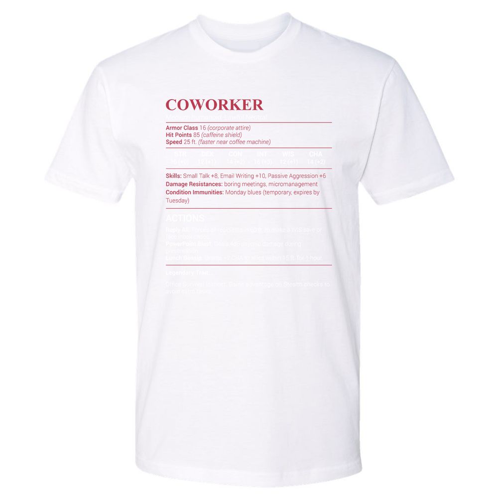 Coworker Stats Premium Unisex T-Shirt - White - 4