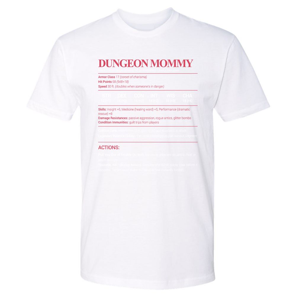 Dungeon Mommy Stats Premium Unisex T-Shirt - White - 4
