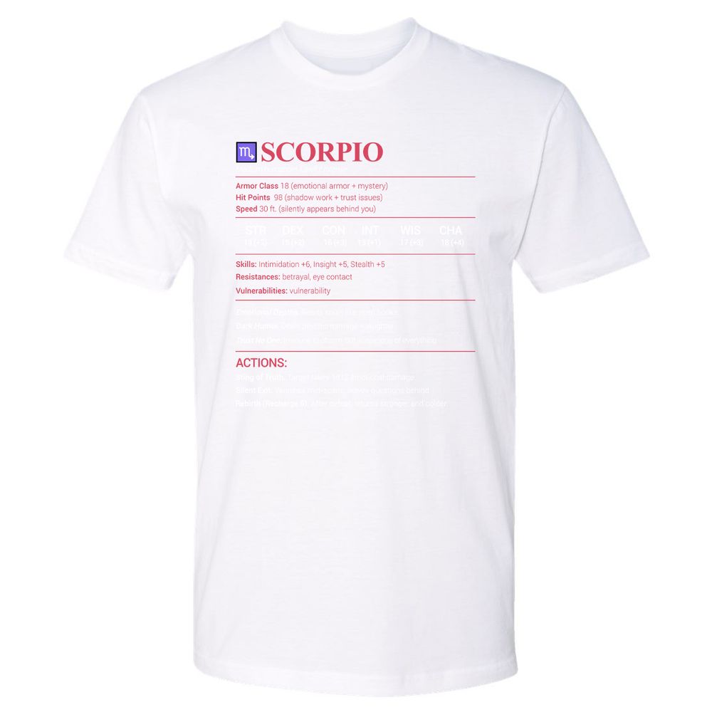 Scorpio Stats Premium Unisex T-Shirt - White - 4