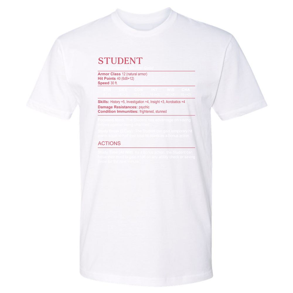 Student Stats Premium Unisex T-Shirt - White - 4