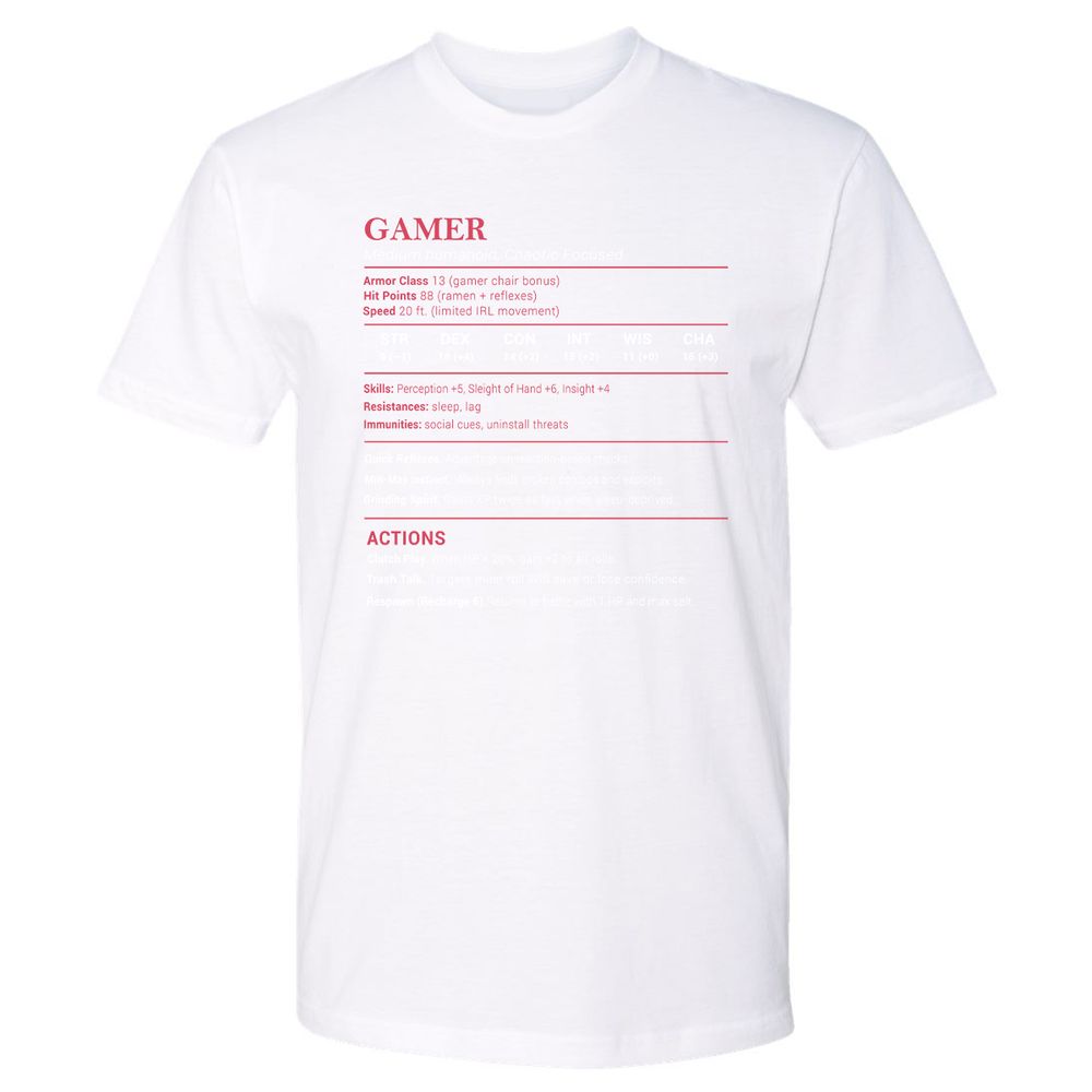 Gamer Stats Premium Unisex T-Shirt - White - 4