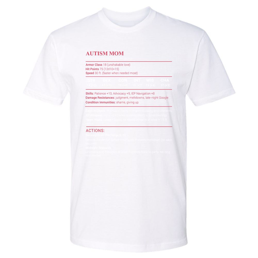 Autism Mom Stats Premium Unisex T-Shirt - White - 4