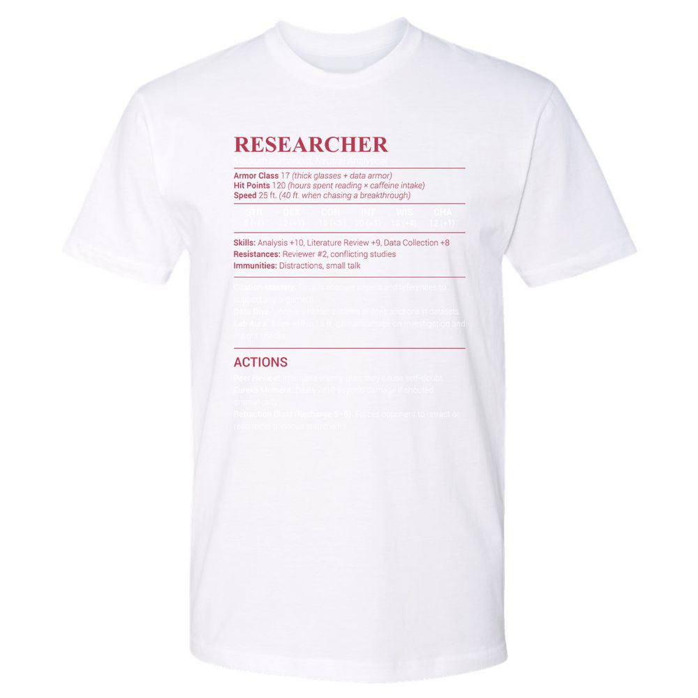 Researcher Stats Premium Unisex T-Shirt - White - 4