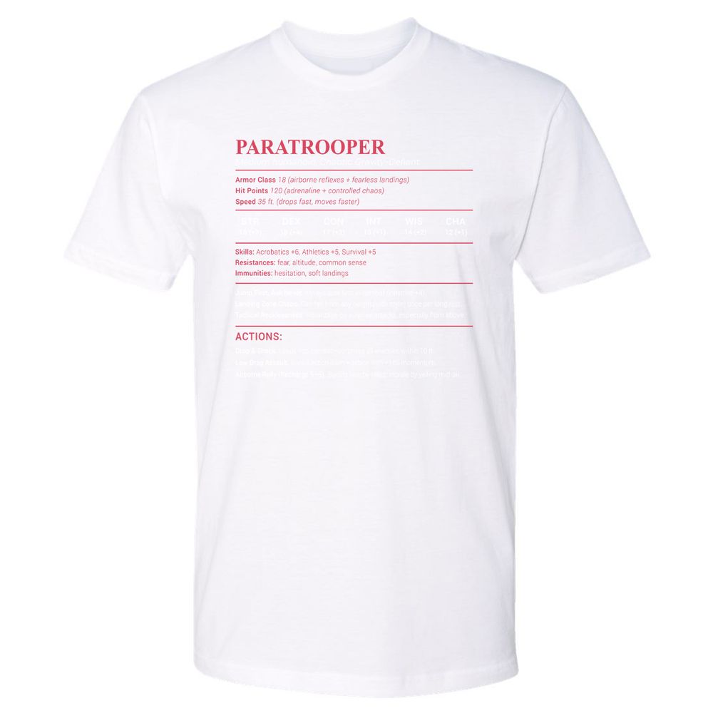 Paratrooper Stats Premium Unisex T-Shirt - White - 4