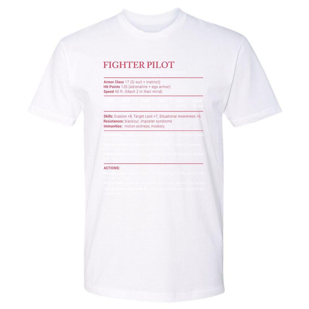 Fighter Pilot Stats Premium Unisex T-Shirt - White - 4