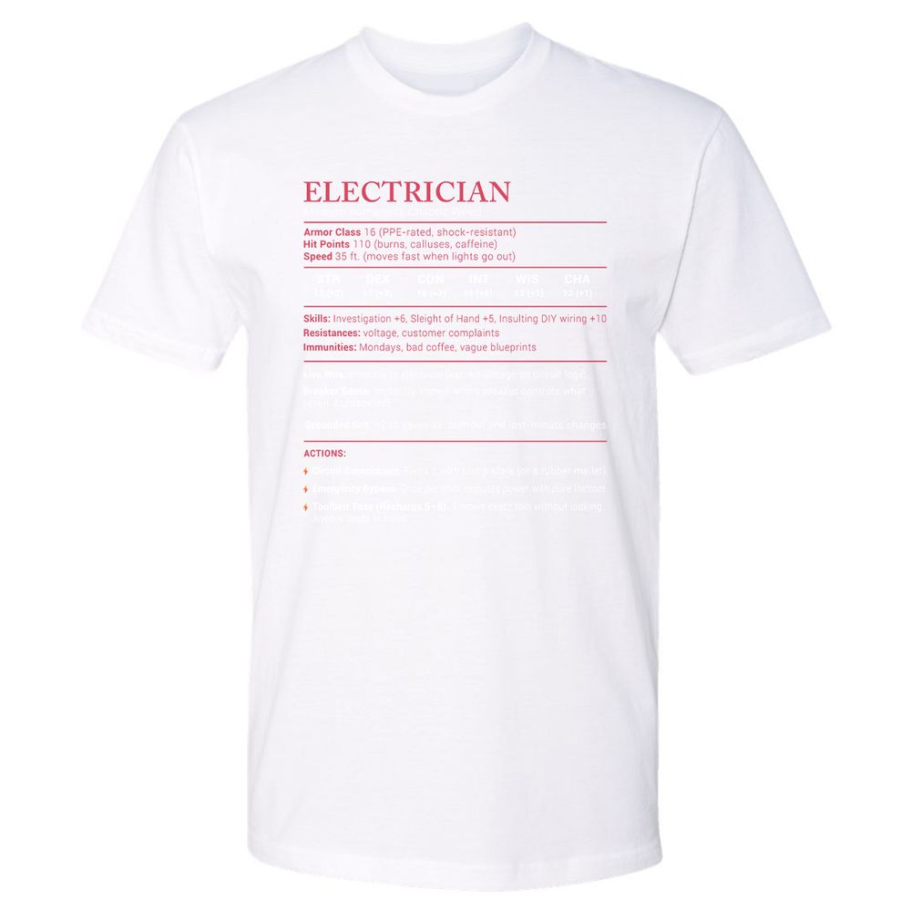 Electrician Stats Premium Unisex T-Shirt - White - 4