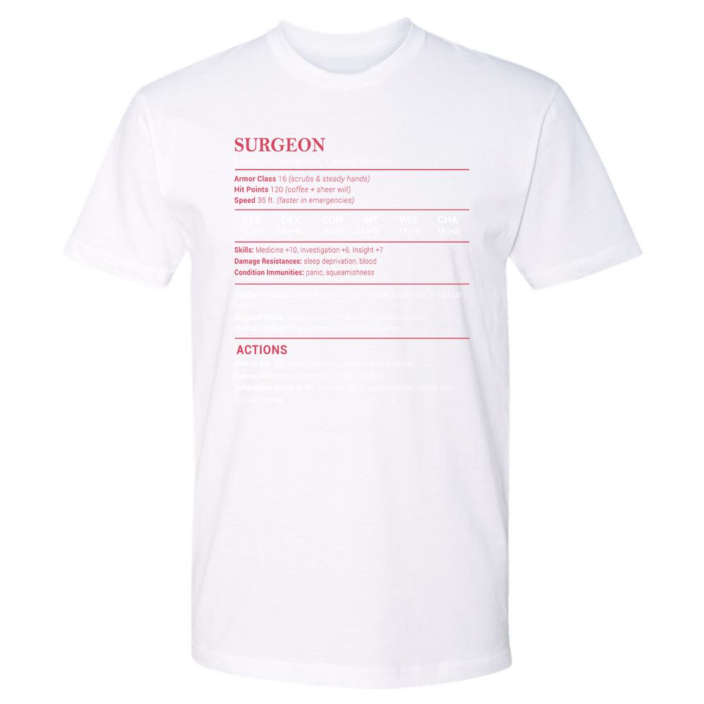 Surgeon Stats Premium Unisex T-Shirt - White - 4