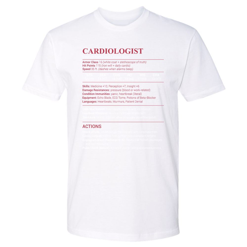 Cardiologist Stats Premium Unisex T-Shirt - White - 4