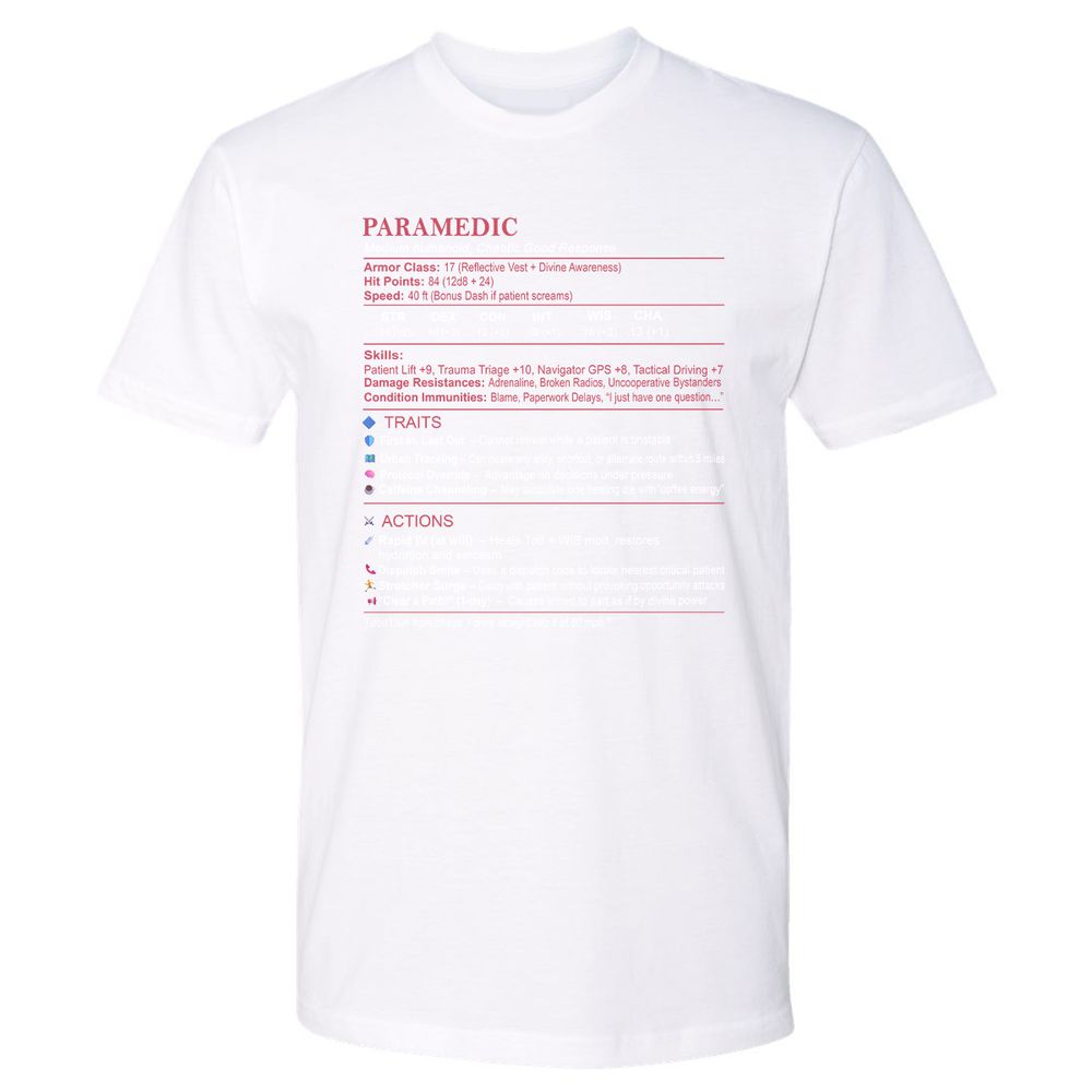 Paramedic Stats Premium Unisex T-Shirt - White - 4