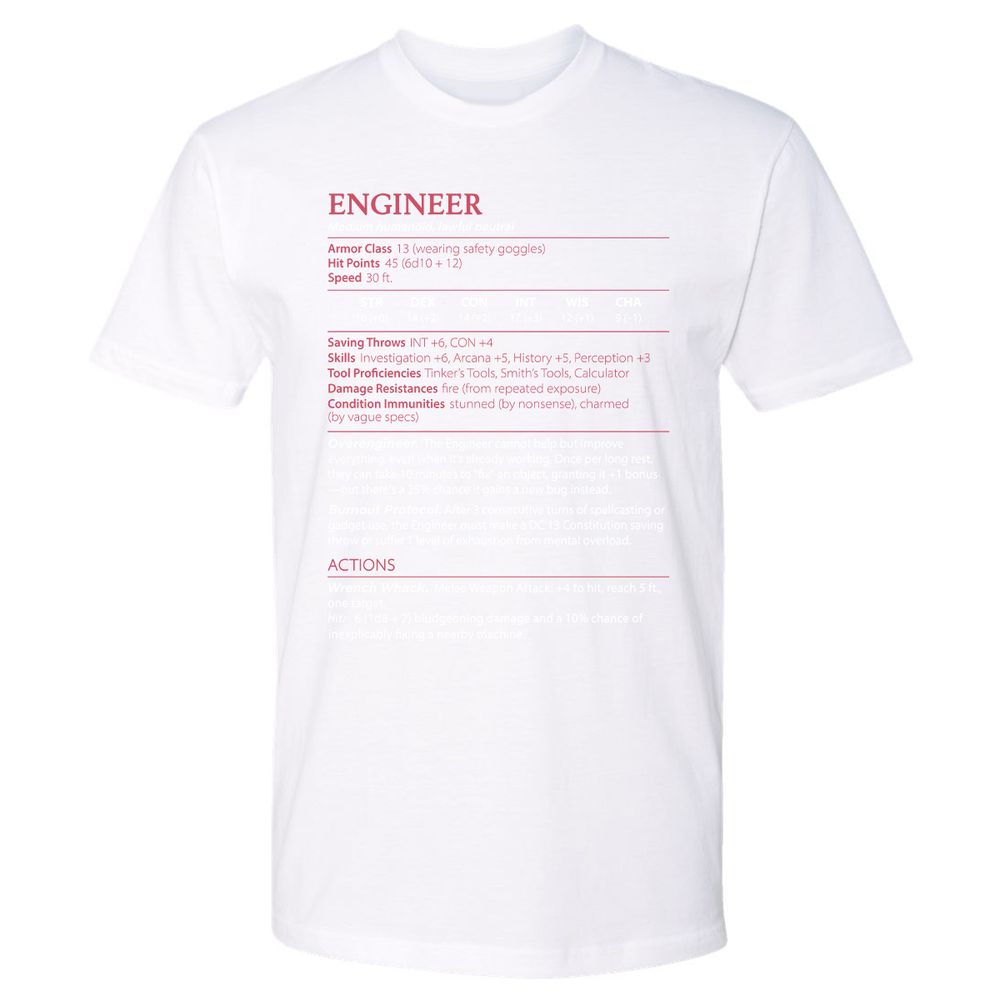 Engineer Stats Premium Unisex T-Shirt - White - 4