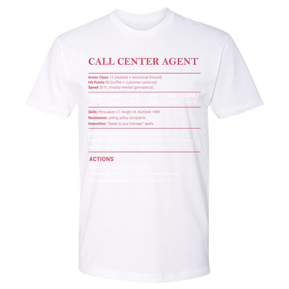 Call Center Agent Stats Premium Unisex T-Shirt - White - 4