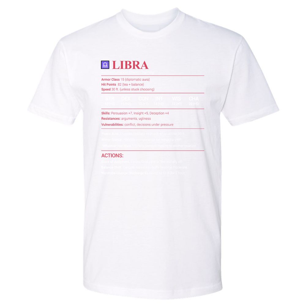 Libra Stats Premium Unisex T-Shirt - White - 4
