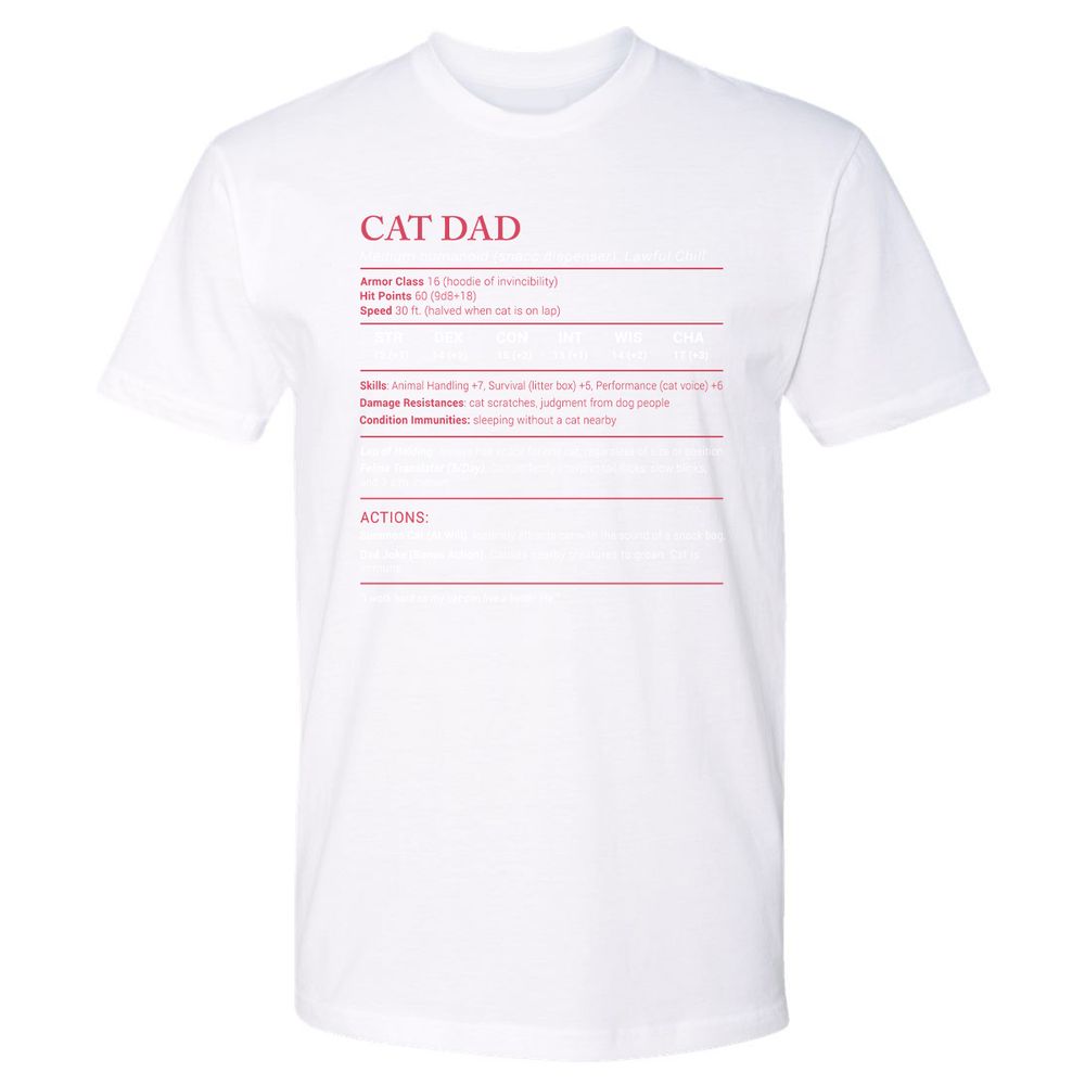 Cat Dad Stats Premium Unisex T-Shirt - White - 4